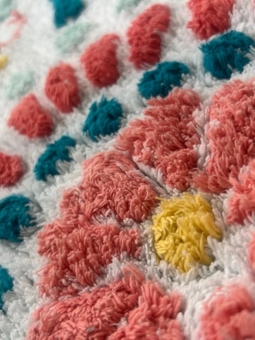 Colorful Floral Tufted Accent Rug - Coral, Teal & Yellow pioneer woman